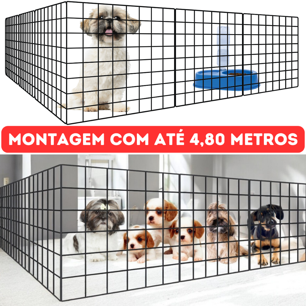Cercado Pet Cercadinho Para Cachorro Cerca Tela Módulos 40x40Cm Com Montagem Até 4,80 Metros