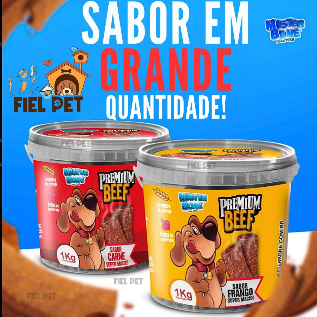 Bifinho Petisco Para Cachorro Cães Carne Pet Premium Mister Bone