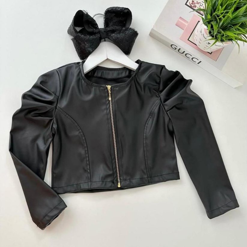 Jaqueta De Couro Infantil e Juvenil Casaco Para Meninas 02 a 16 Anos