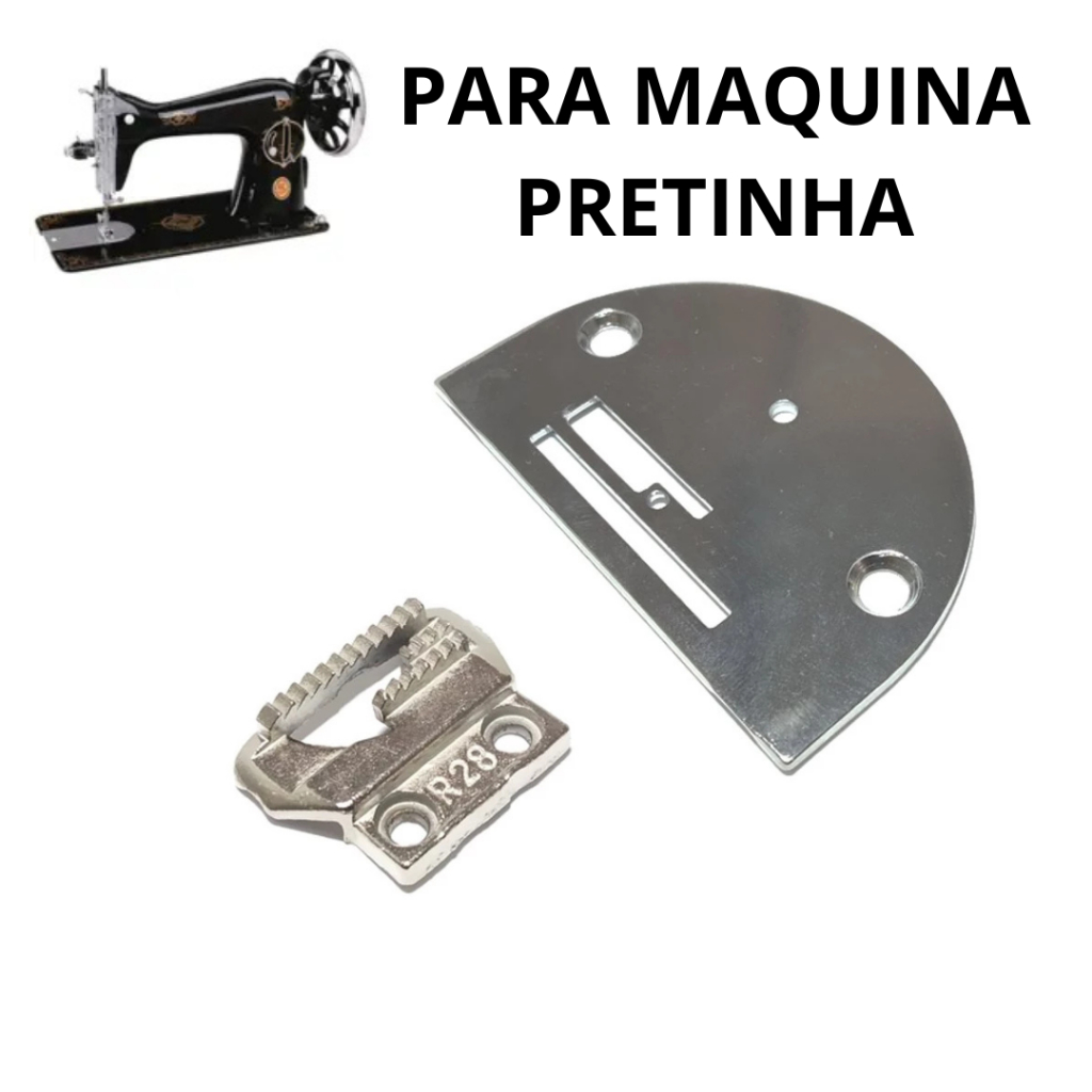 Chapa Agulha Reta e Dente Pretinha Singer 15c 15-30 Ja2-2 Fox Alpha Elgin Pretinha