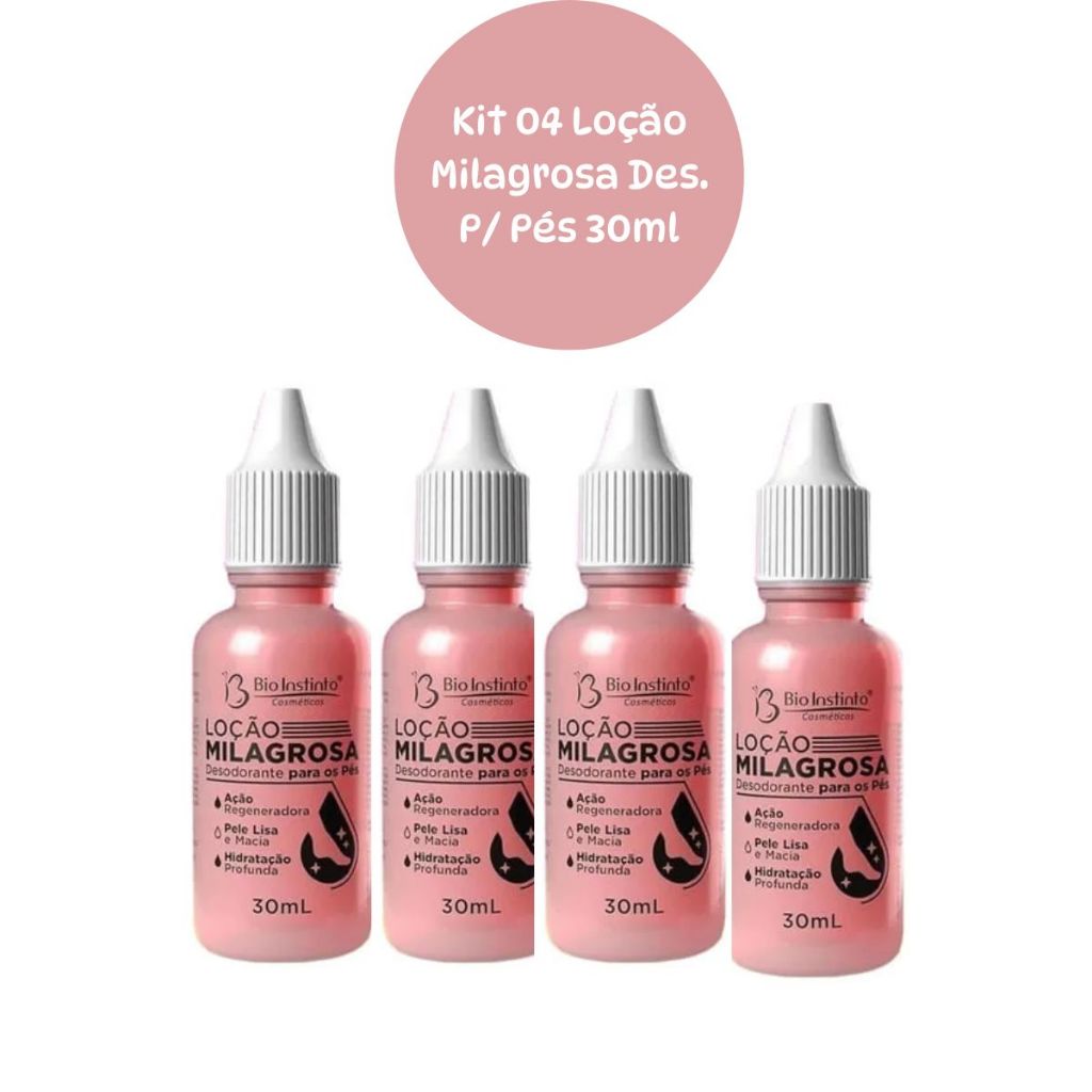 Kit 4 Loção Milagrosa para os pés 30ml ação regeneradora - Bio Instinto