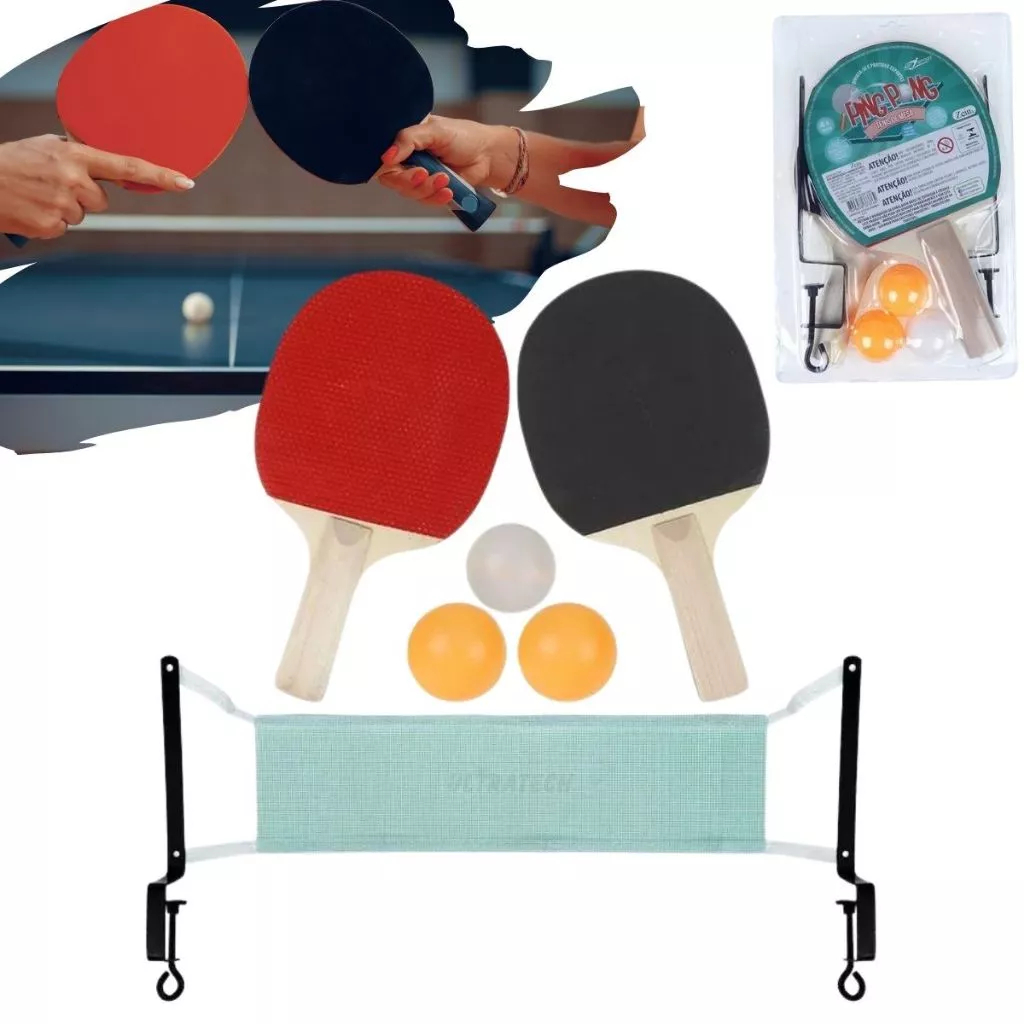 Kit Suporte Rede 2 Raquetes 3 Bolinhas Ping Pong Tênis De Mesa Profissional