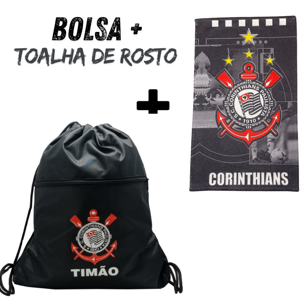 Kit Mochila treino Futebol Menino Mochila Sacola Time + Toalha de Rosto
