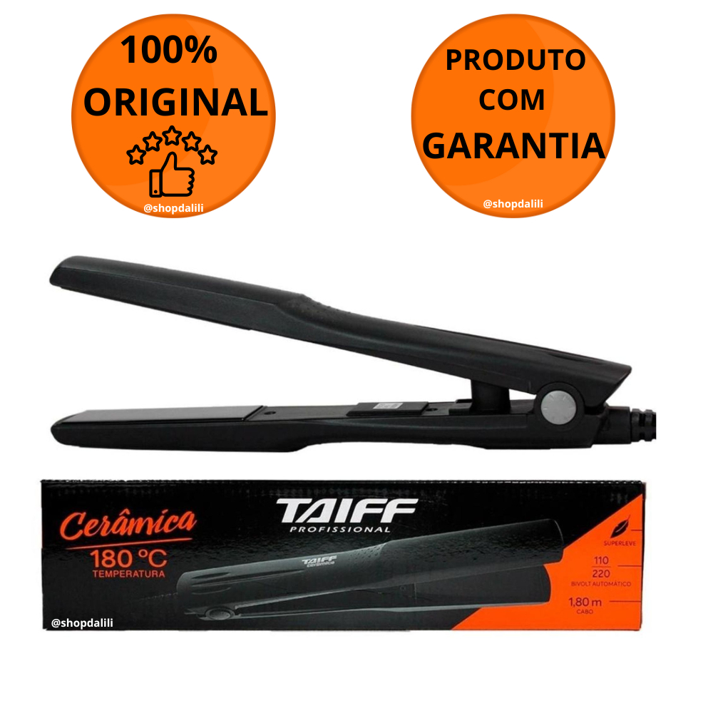 Prancha de Cabelo Chapinha Taiff Cerâmica Preta 110V/220V Bivolt 180CºProfissional Original Garantia em Oferta na Shopee