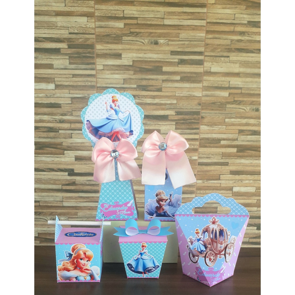 Kit Básico Personalizado Lembrancinhas festa infantil aniversario Cinderela Princesas Disney