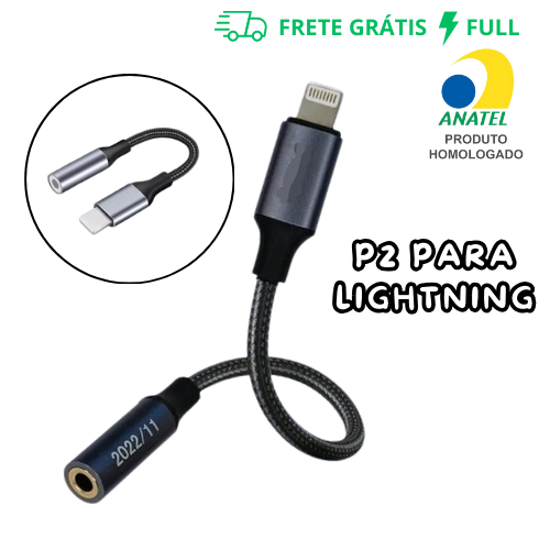 CABO ADAPTADOR DE ÁUDIO LIGHTNING P/ P2 3.5MM  REVESTIDO EM NYLON TRANÇADO COMPÁTIVEL COM IOS KD-163
