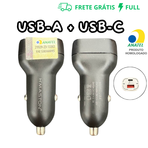 CARREGADOR VEICULAR TURBO 35W PRETO HMASTON L12-4