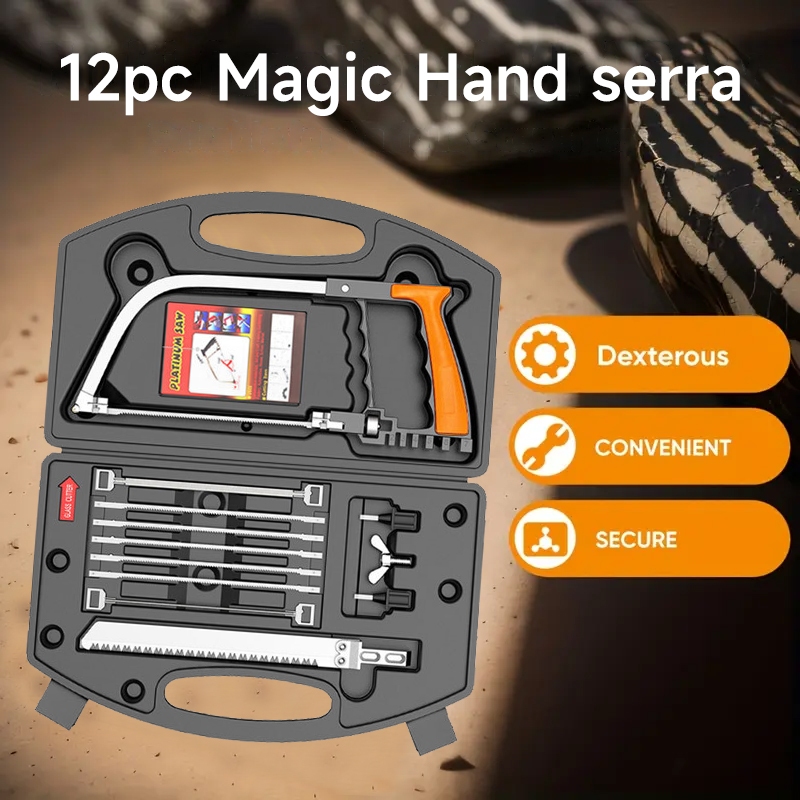 Kit 12 Serra Mágica Kit de Arco e Lâminas Tico Tico Diamantada e Serrote Multifuncional Corta Madeira Metal