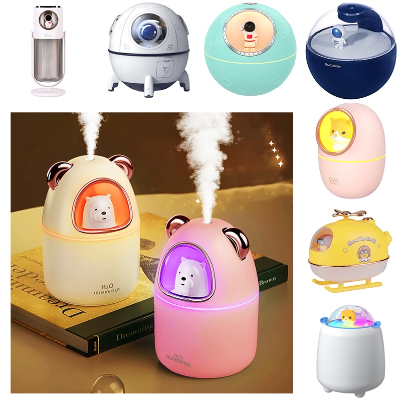 Umidificador De Ar Astronautas Infantil Difusor Aromatizador De Ambiente Gatinhos Com LED