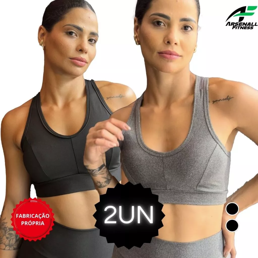 KIT 2UN Top Nadador com Bojo Academia Fitness Bojo Removível Alta Compressão Treino Crossfit Cropped — imagem 1