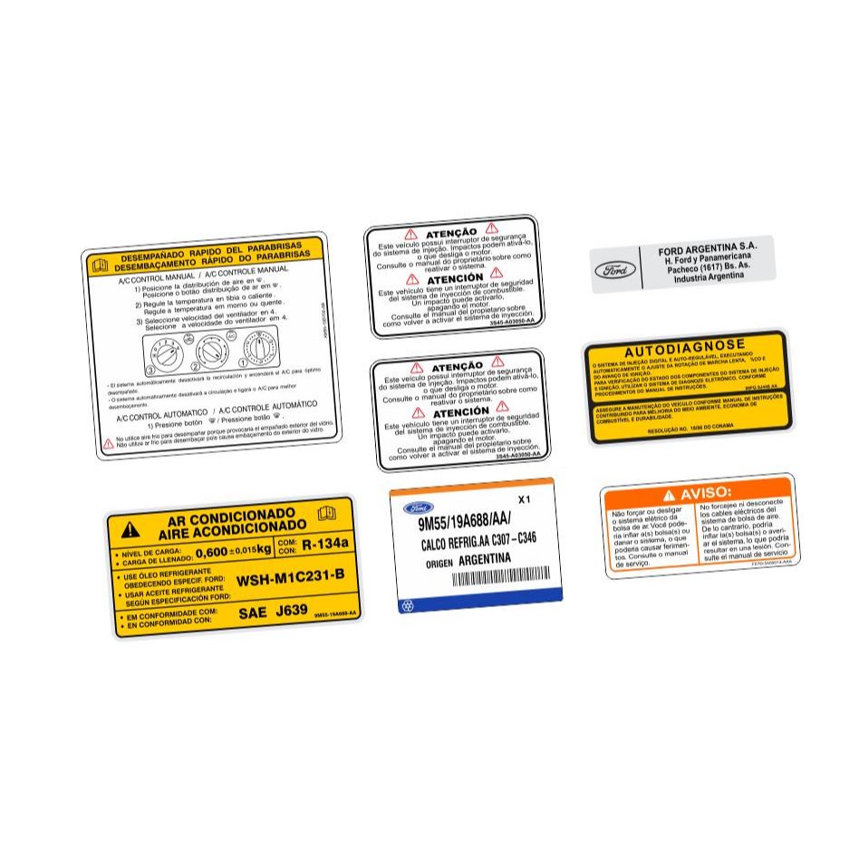 Adesivos Advertência Cofre Motor Ford Focus 2a Geração 2010 A 2013