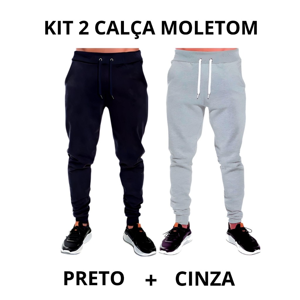KIT 2 CALÇA DE MOLETOM PELUCIADA MASCULINA GROSSA COM BOLSO