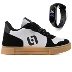 Tenis Infantil Casual Sapatenis Meninos Street Calce Facil + Relogio