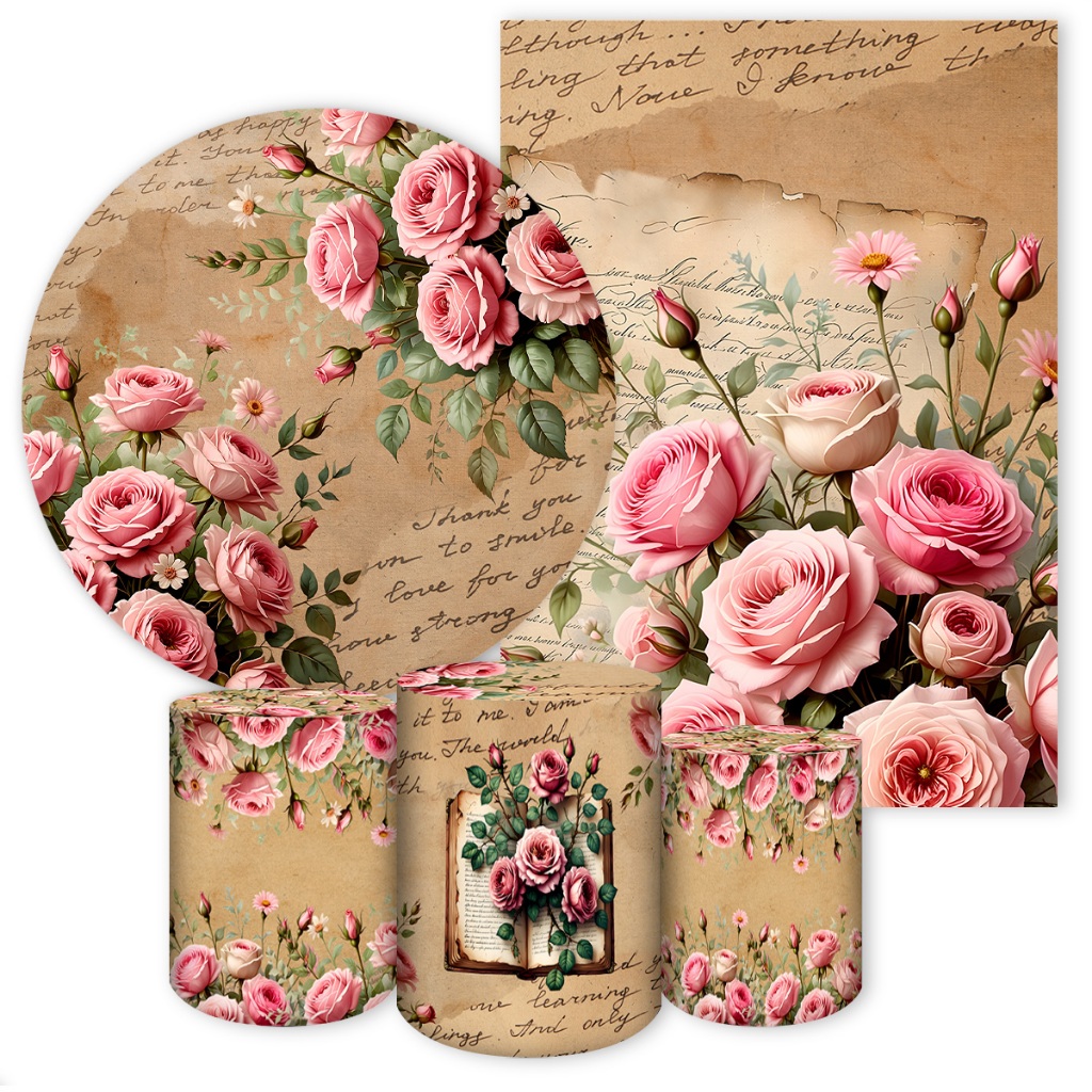 Capas Painéis de Festa Sublimados Vários Modelos Tema Flores Rosa em Oferta na Shopee