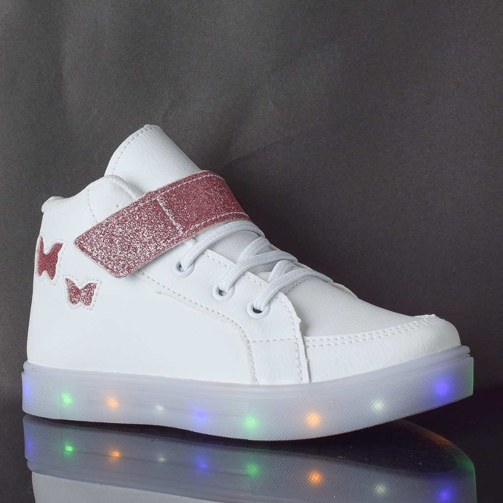 Tenis Infantil De Led Meninas Botinha Borboleta + Chinelo + Oculos + Relogio — imagem 2 de 2