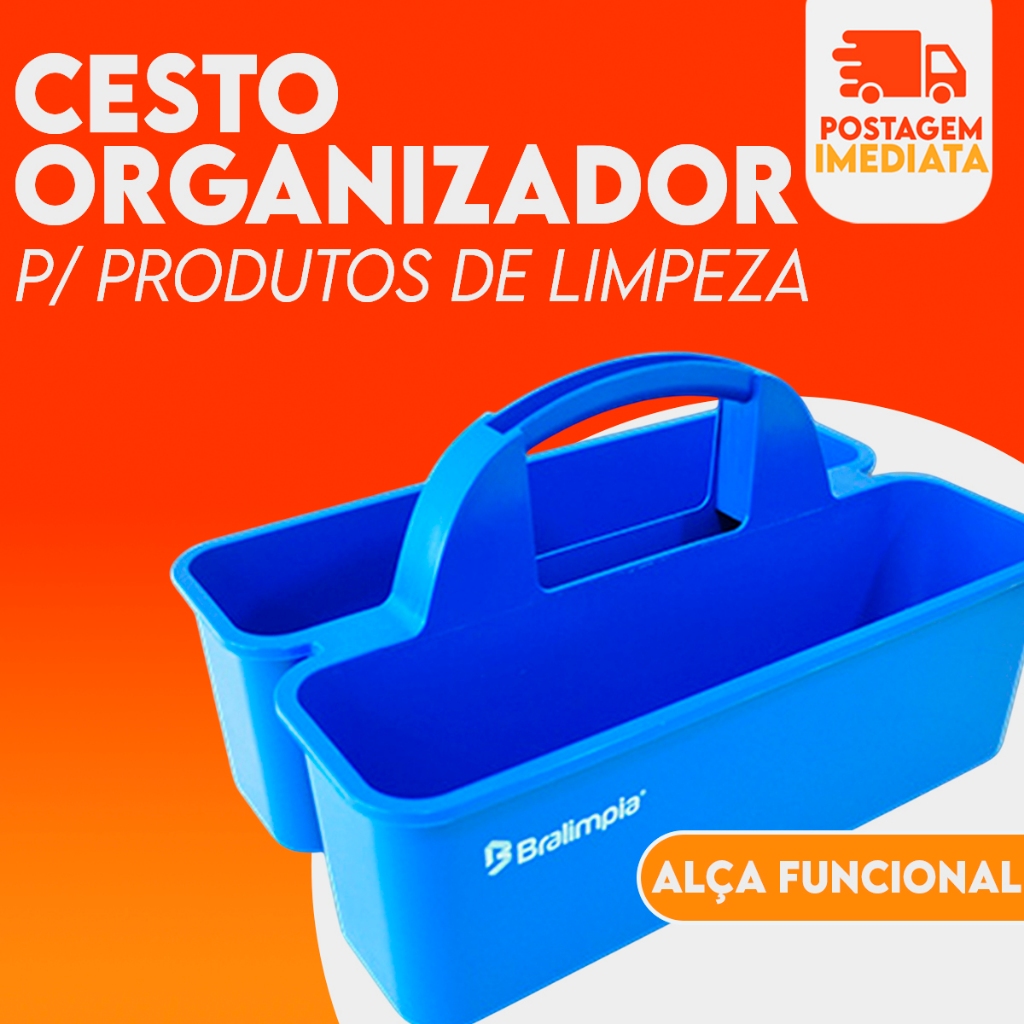 Cestinha Cesto Funcional Azul Organizador de Produtos de Limpeza Acessórios Obra