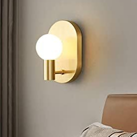 Arandela Minimalista Luminária de Parede Sobrepor Dourado Gold Globo Branco Abajur Bivolt