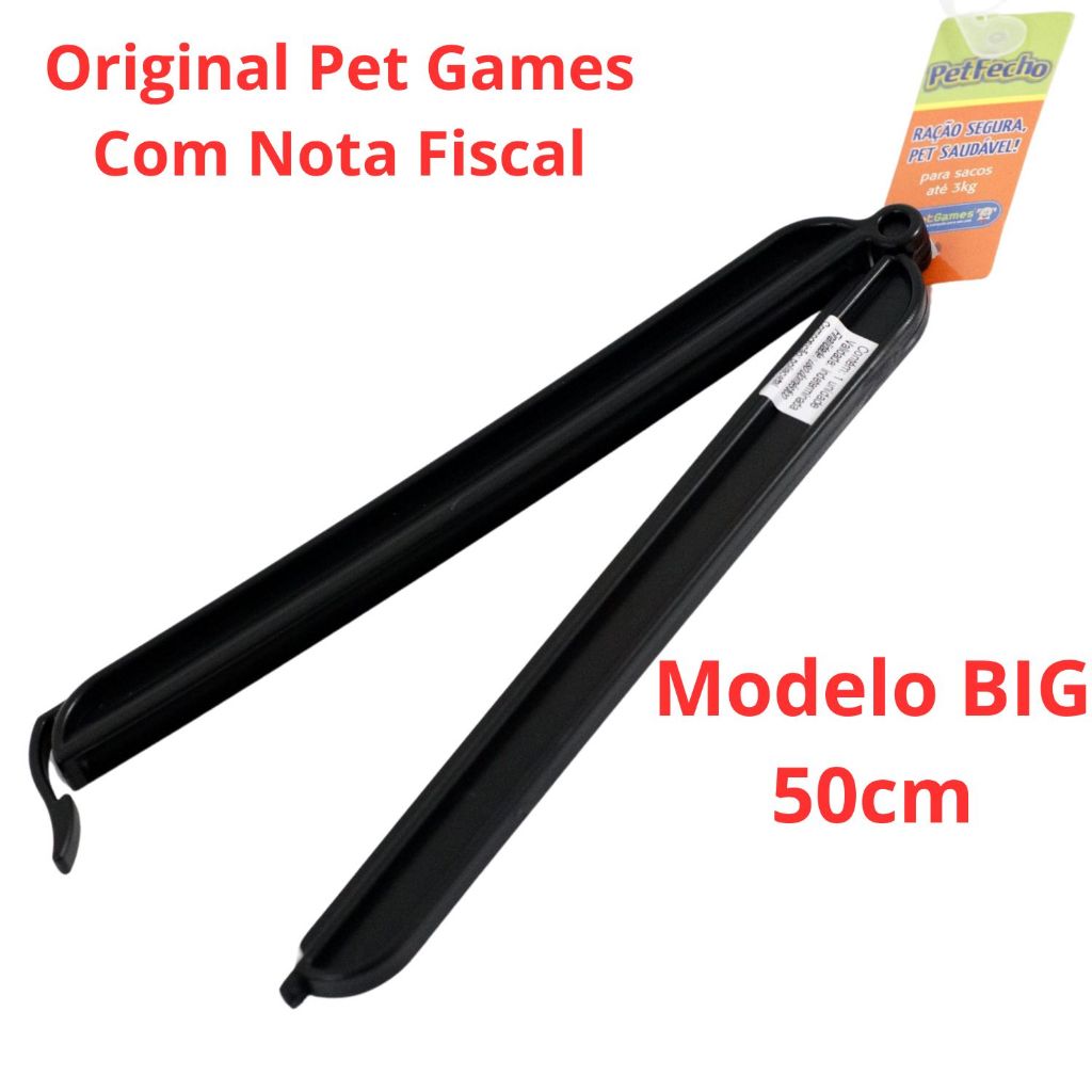 Prendedor 50cm Pet Fecho Big Grande para Saco de Ração - Lacre Prático Pet Games