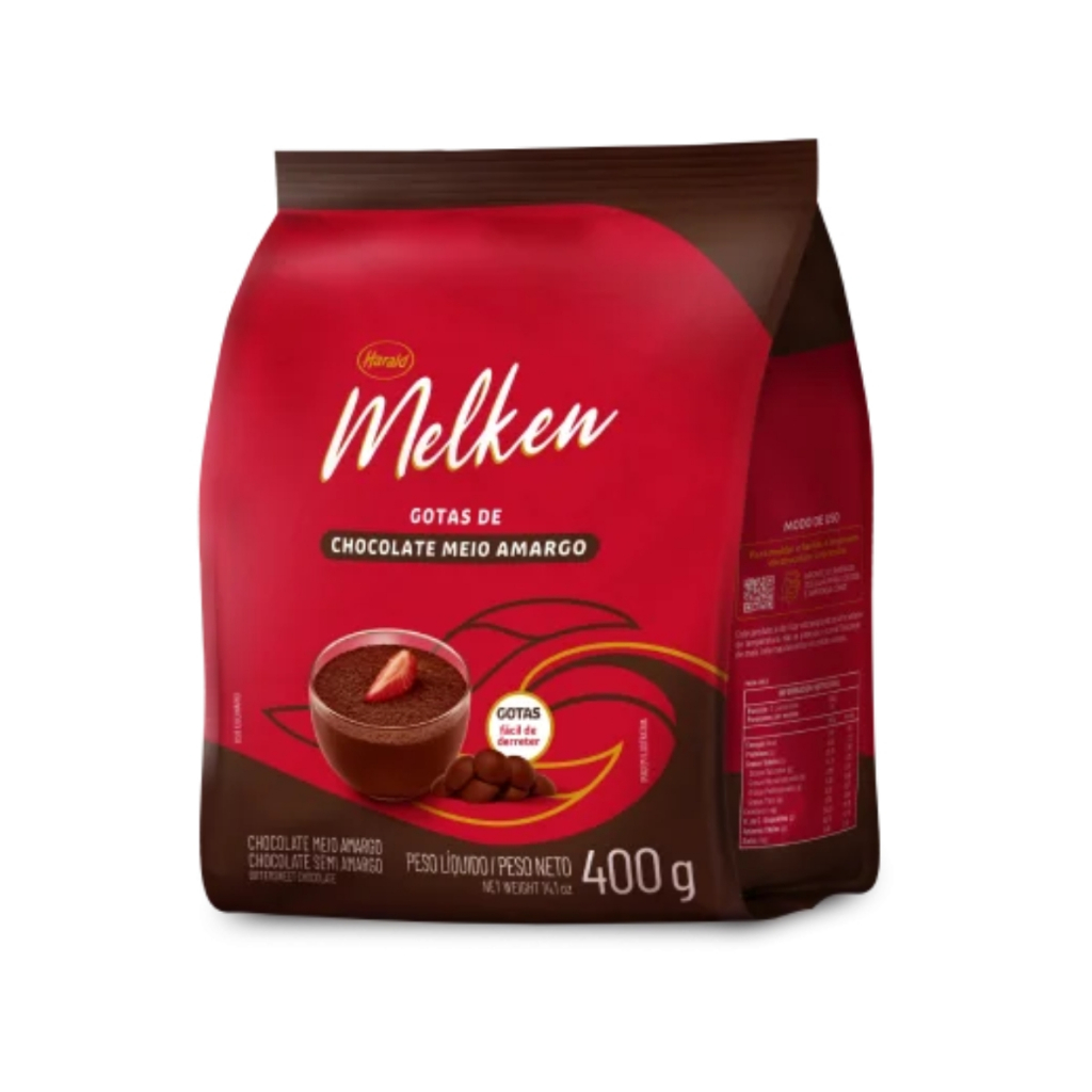 Chocolate Nobre Melken Meio Amargo em Gotas 400g Harald em Oferta na Shopee