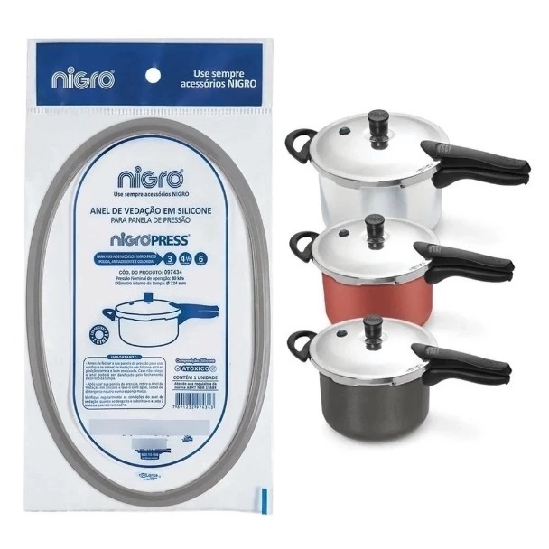 Borracha Panela Pressão Anel de Vedação em Silicone Nigro Press 3 - 4,5 - 6 Lts Original