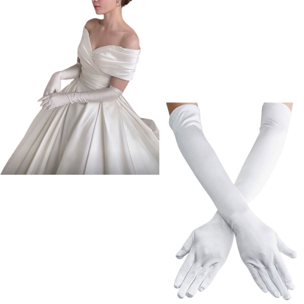 Luva Para Noiva Longa Casamento Fantasia Branca Lycra L4 em Oferta na Shopee