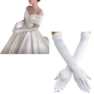 Luva Para Noiva Longa Casamento Fantasia Branca Lycra L4 em Oferta na Shopee