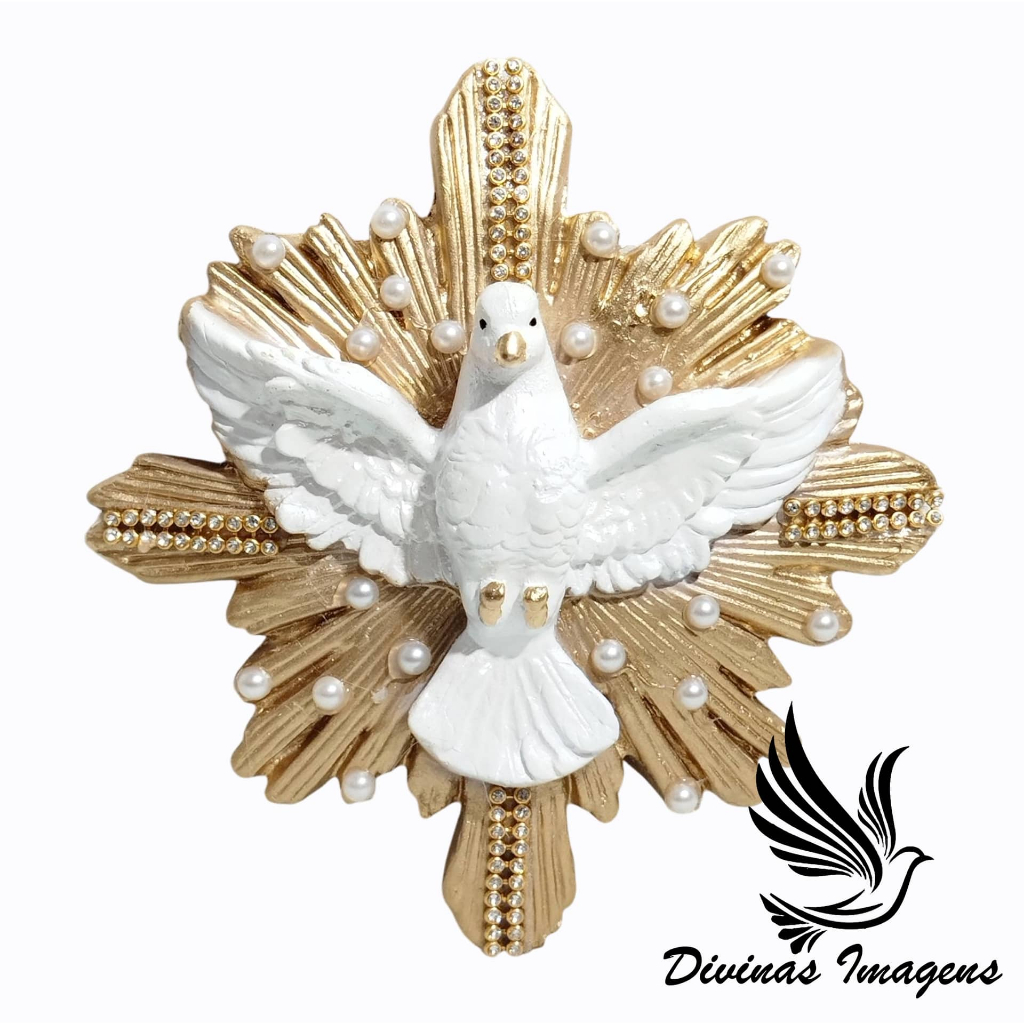 Imagem Divino Espírito Santo De Parede Com Pérolas 15cm Gesso Premium Pintado em Oferta na Shopee