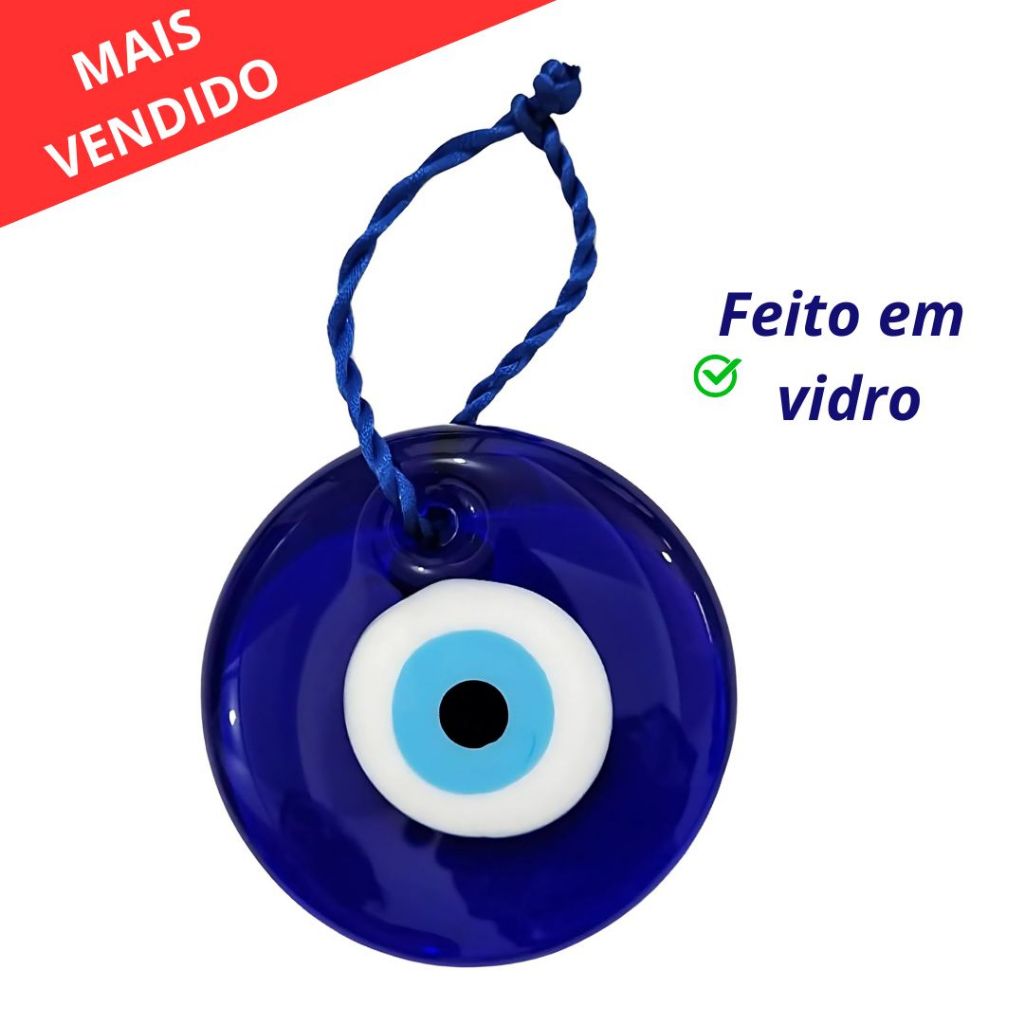 Olho Grego Grande De Vidro Talismã Protetor Mau Olhado 8cm