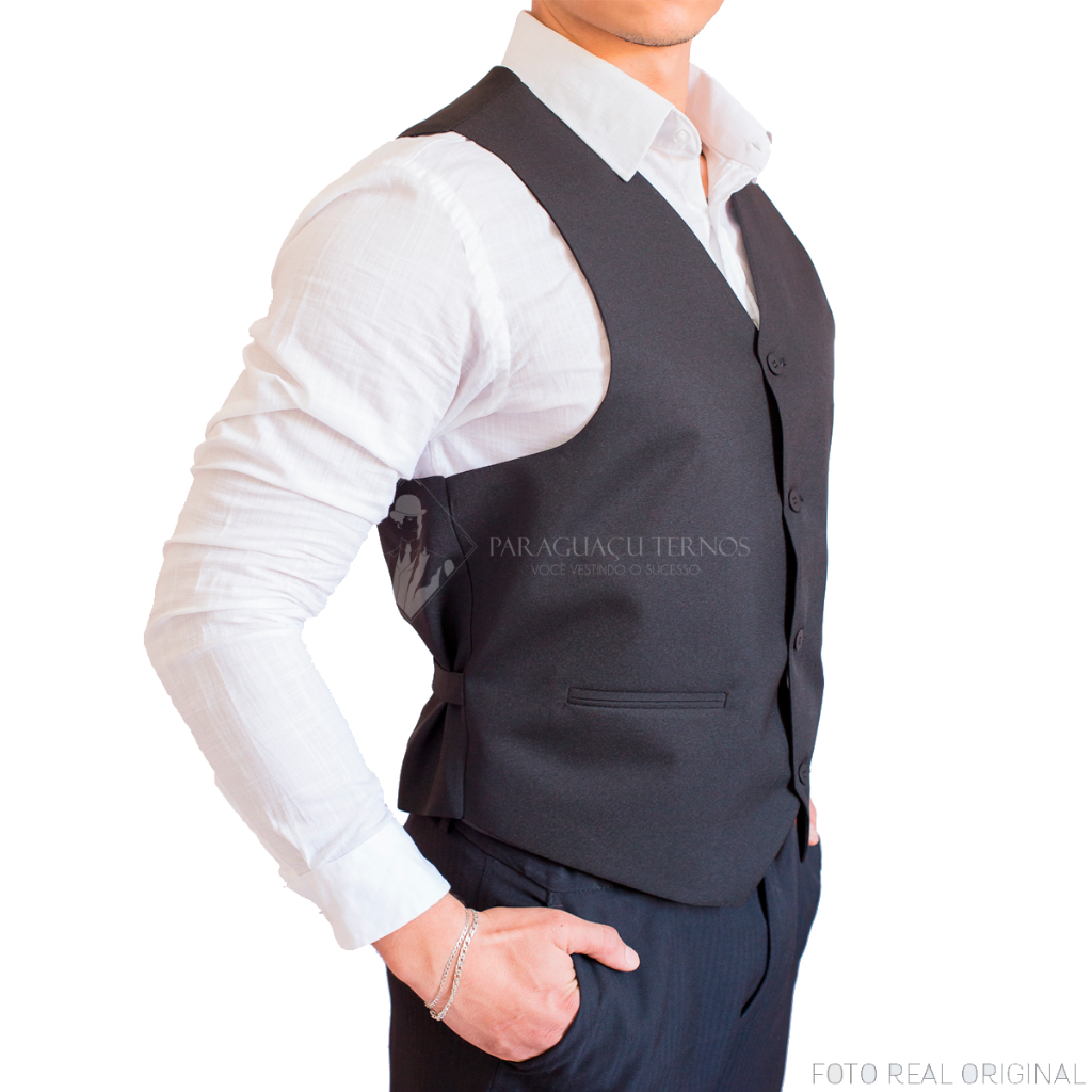 Colete Social Masculino Slim Preto - Corte Italiano | Qualidade Premium e Pronta Entrega