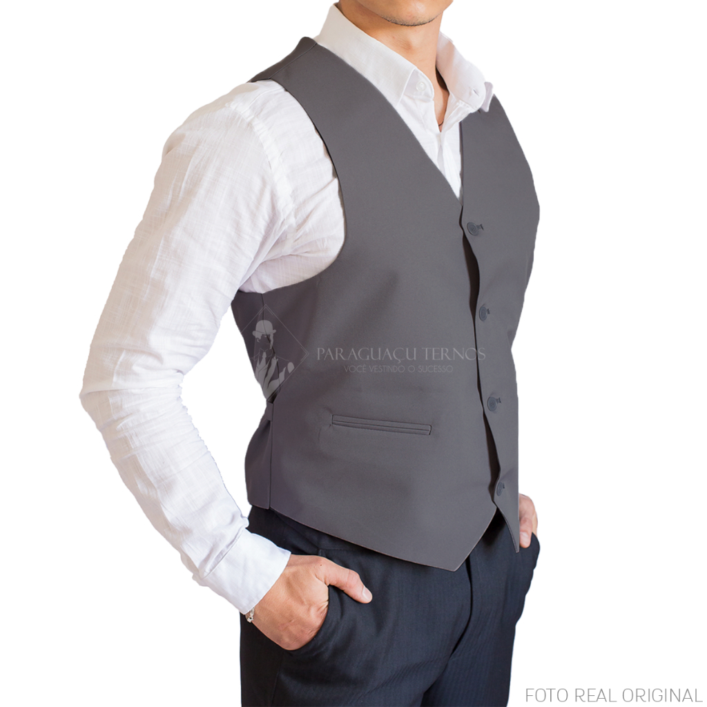 Colete Social Masculino Slim Cinza Chumbo - Elegância e Estilo | Oxford Premium e Envio Rápido