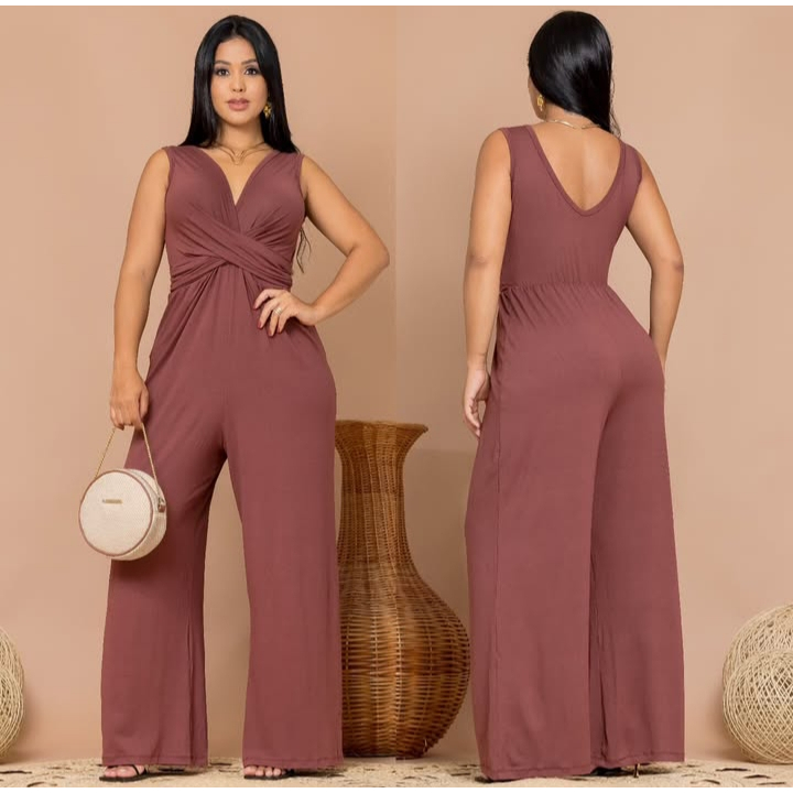 Macacão  longo feminino tranpasado pantalona  tercido viscolaycra em Oferta na Shopee