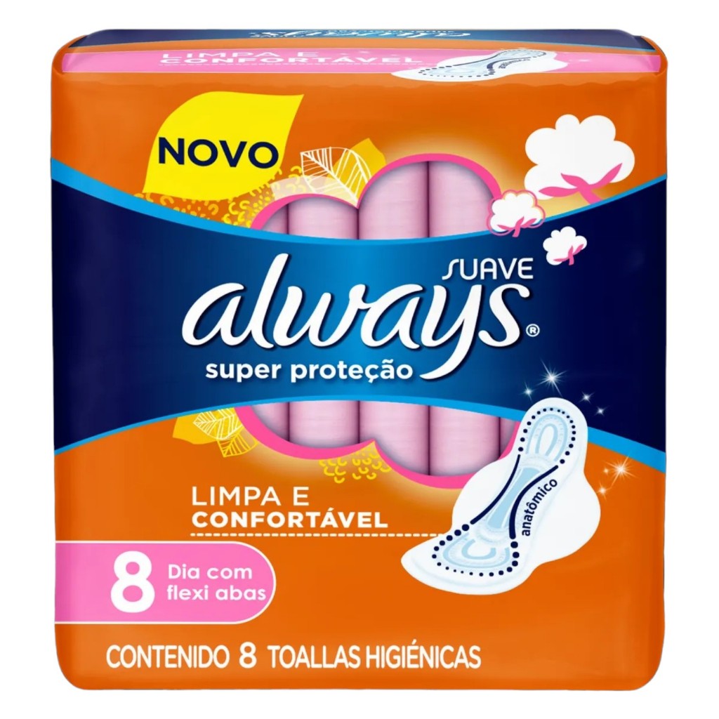 Absorvente Always Super Proteção Suave com Abas - 8 Unidades