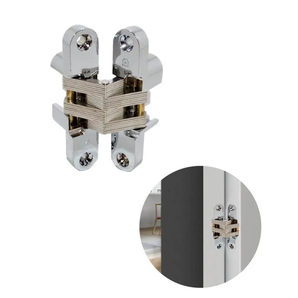 Dobradiça Invisível Oculta para Porta Móveis Kit 94X19mm Cromada 180º Hardt