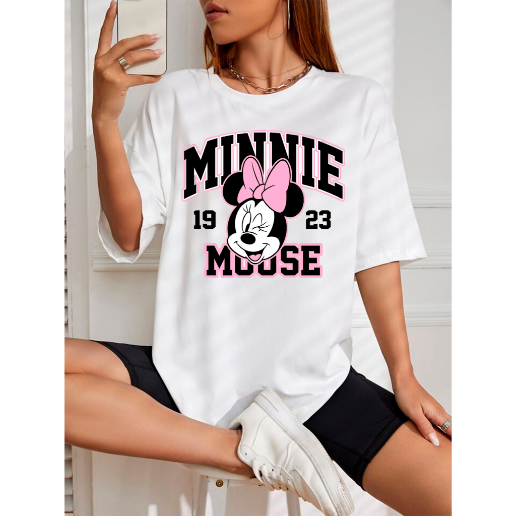 BLUSÃO CAMISETA OVERSIZED FEMININA DESPOJADA ESTILOSA ESTAMPADA MINNIE MOUSE BLUSA 100% ALGODÃO