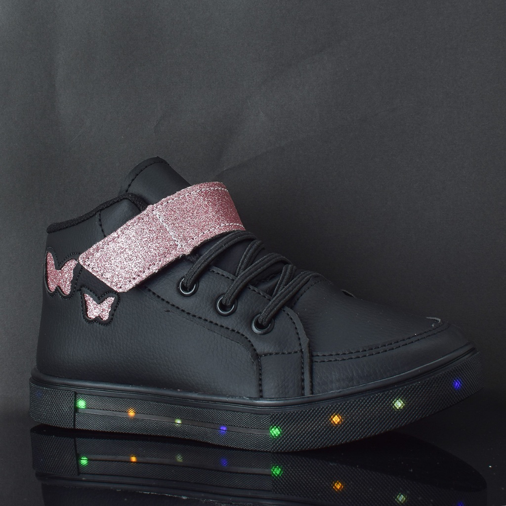 Tenis Infantil De Led Meninas Botinha Borboleta + Oculos + Relogio