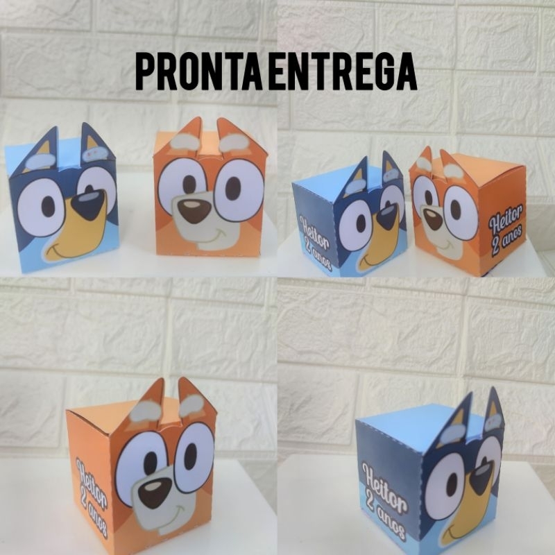 Caixas cubo Personalizadas tema BLUEY, rostinho do bluey e bingo, caixa cubo bluey e bingo, Decoração de festa