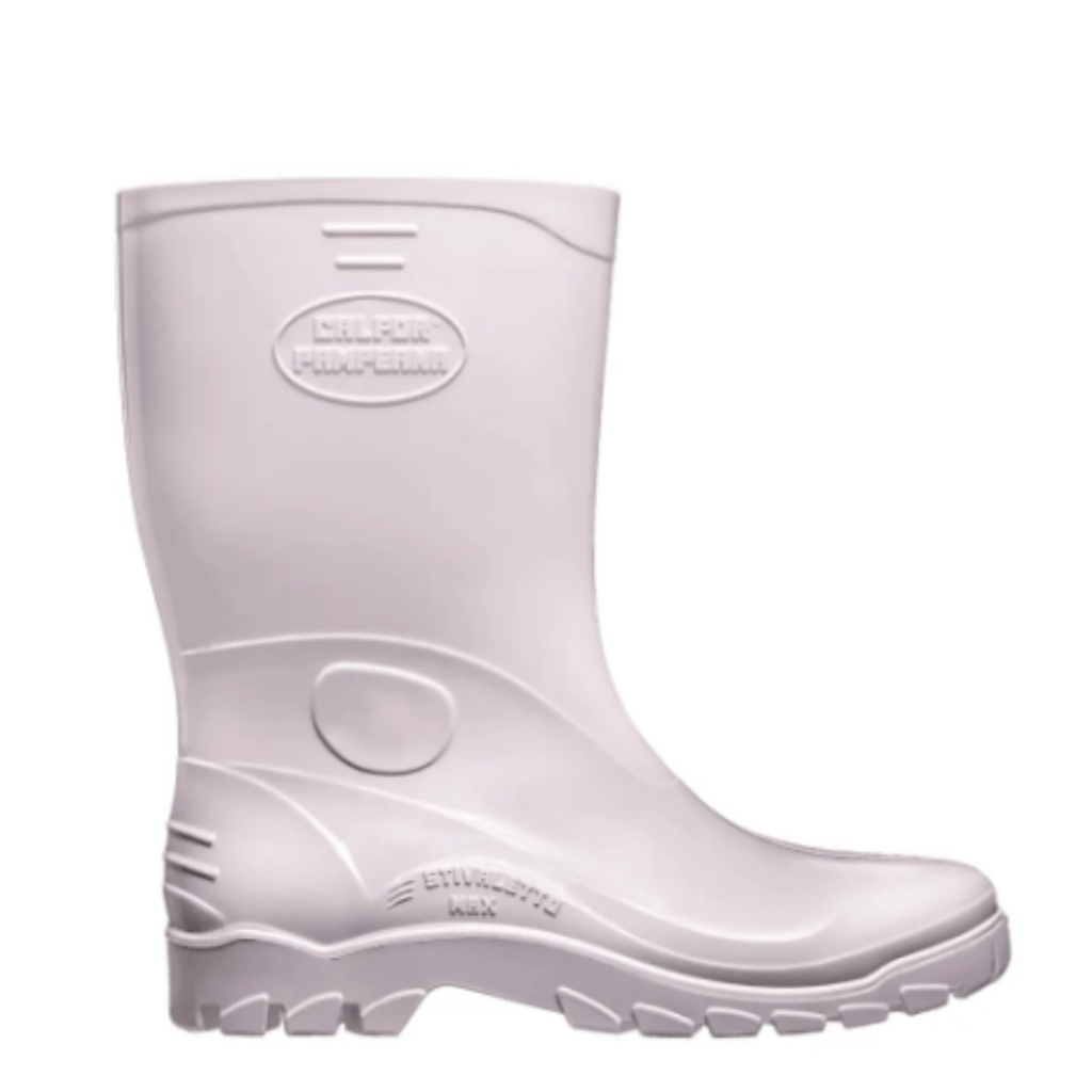 Bota Cano Médio Galocha Impermeável Antiderrapante Branca  Stivaletto Calfor Proteção Limpeza Segurança EPI PVC Borracha em Oferta na Shopee