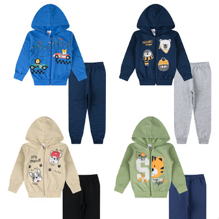 Conjunto de Moletom Jaqueta Zíper + Calça Flanelada 2 Peças Menino Outono Inverno 1 a 16 anos em Oferta na Shopee