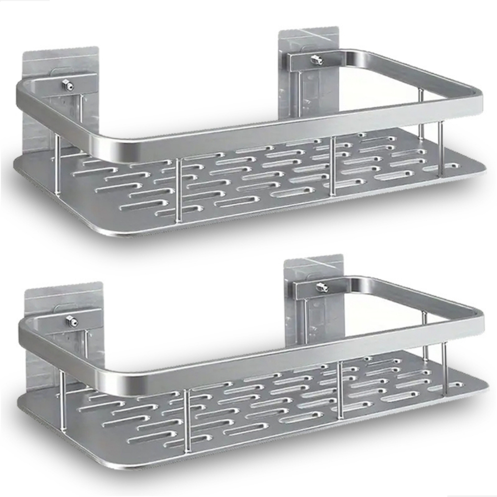 Suporte de Porta Shampoo Prateado Dourado Prateleira Para Banheiro Organizador Com Adesivo em Oferta na Shopee