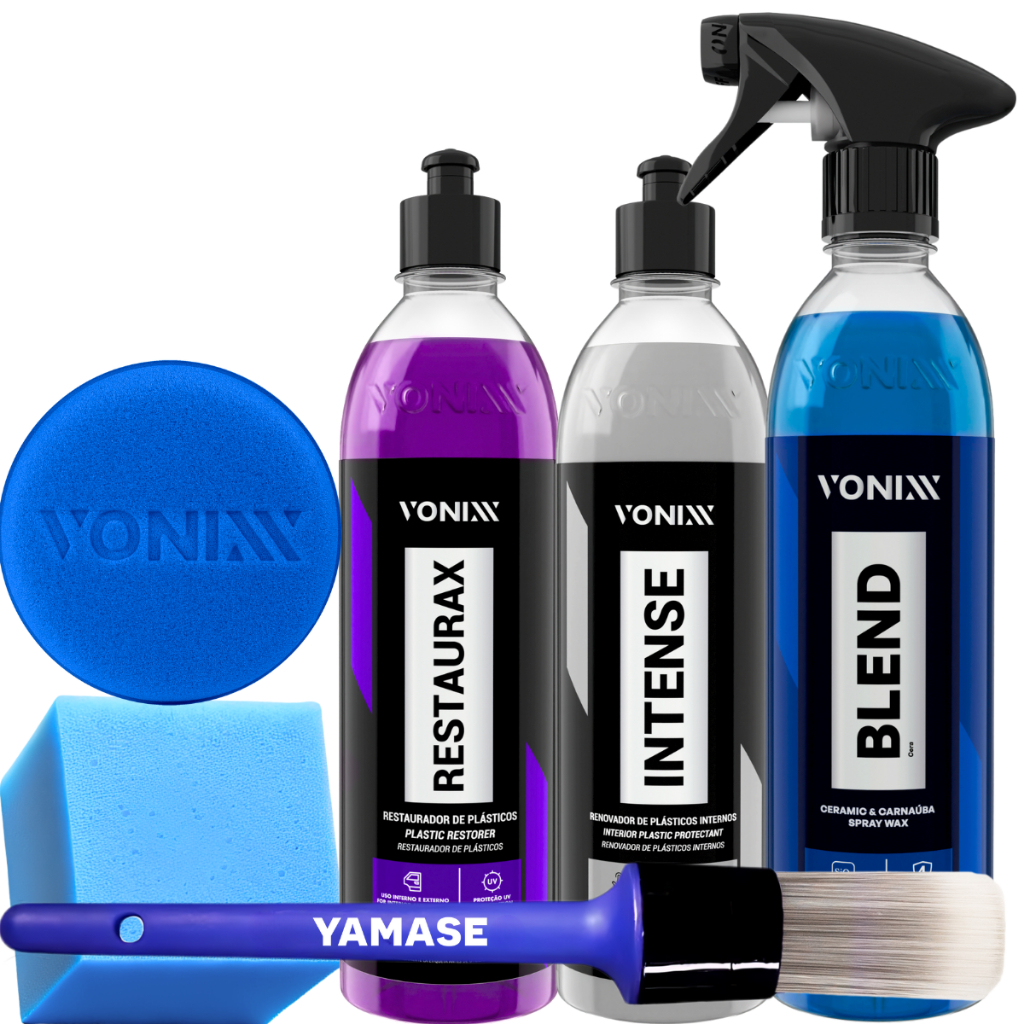 Cera Blend Spray Vitrificadora Restaurax Intense Revitalizador de Plástico Interno Externo Pincel Vintex