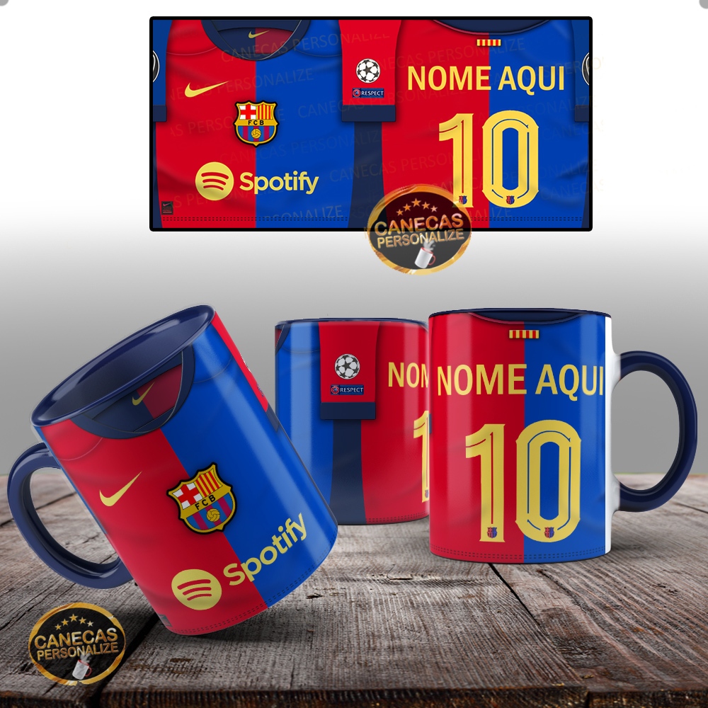 Caneca do Barcelona fc Com Seu Nome Personalizado - Cerâmica 325ml em Oferta na Shopee