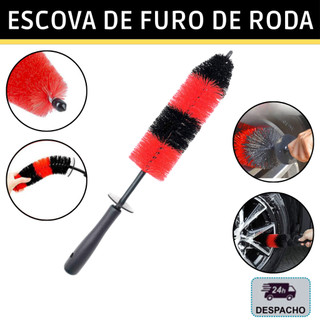 Escova Furo de Roda Limpeza Carro Lavagem Automotiva