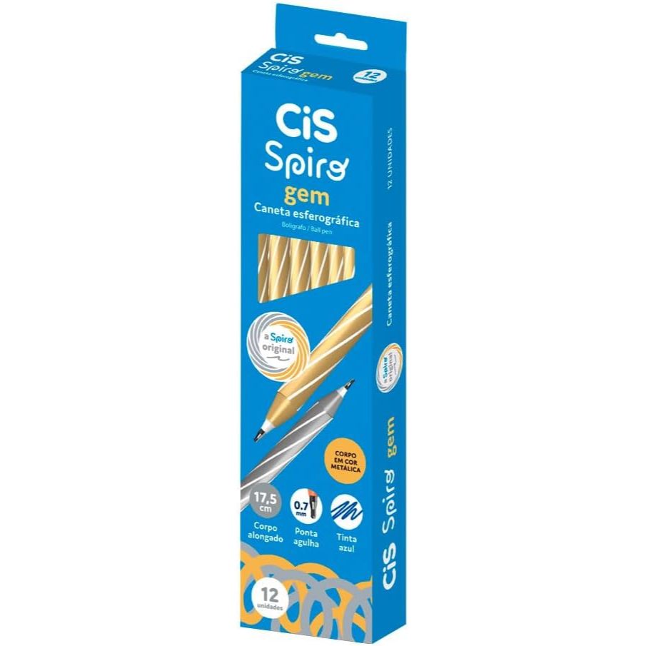 Caneta Esferográfica SPIRO GEM CIS Caixa com 12 unidades