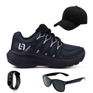 Kit Tenis Infantil Escolar Light + Bone + Oculos E Relogio Promoção em Oferta na Shopee