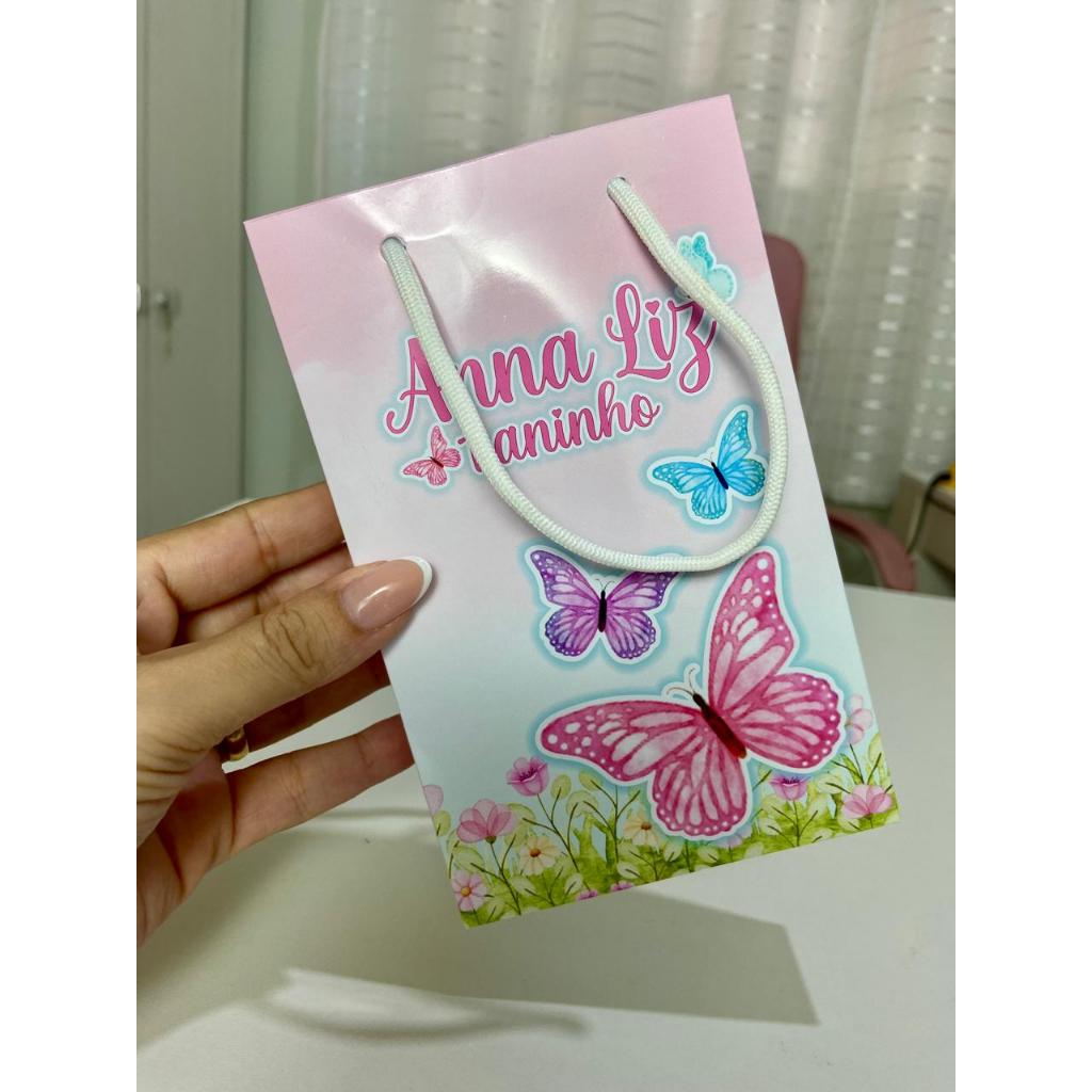 Sacolinha Personalizada Jardim das borboletas \sacolinha surpresa lembrancinha Jardim encantado das borboletas