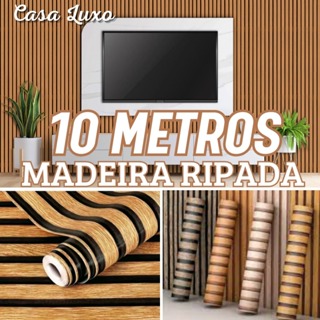 Papel de Parede Madeira Ripada 10 METROS X 45CM 3D em Oferta na Shopee
