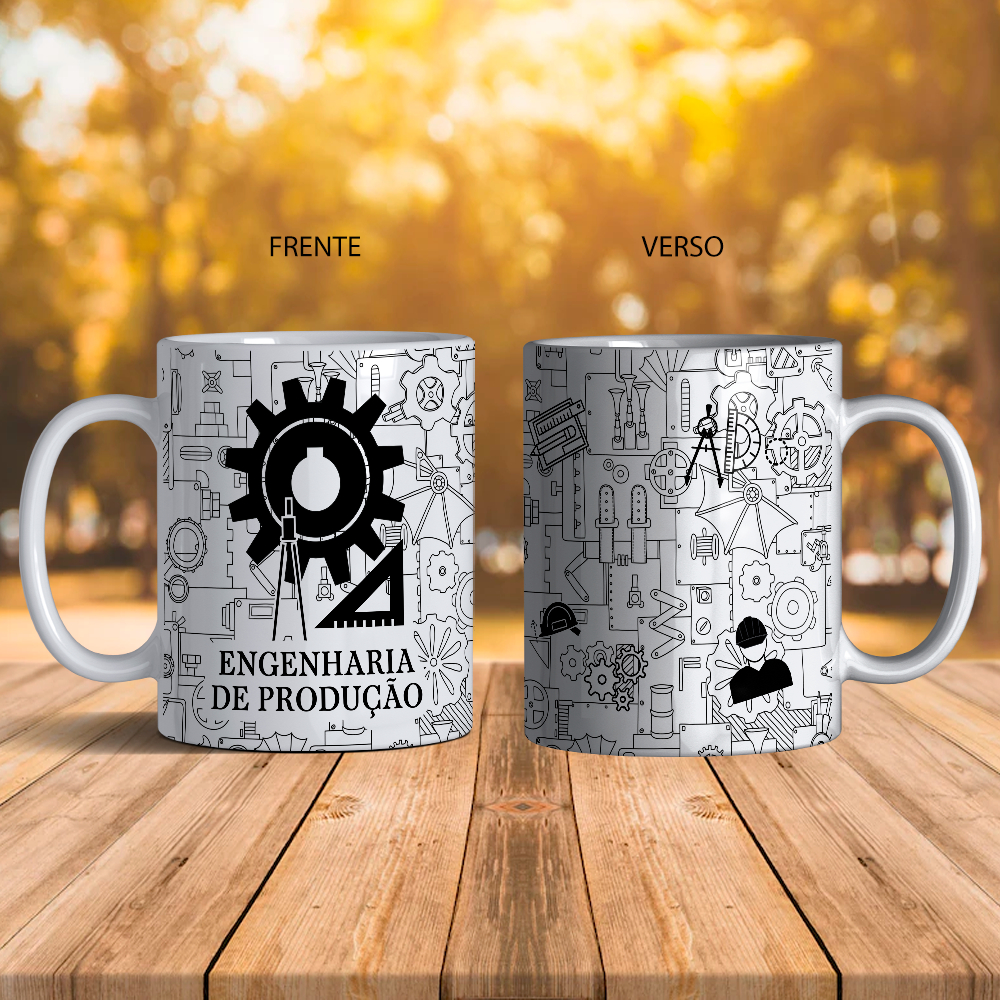 Caneca Porcelana Branca Personalizada Engenharia de Produção
