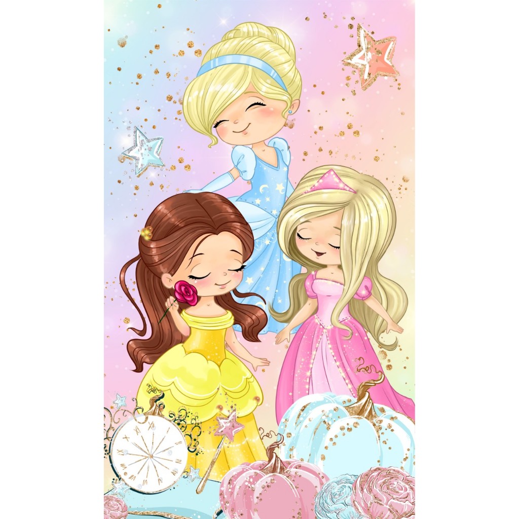 Painel de Festa Princesas Disney Baby Cute Vertical