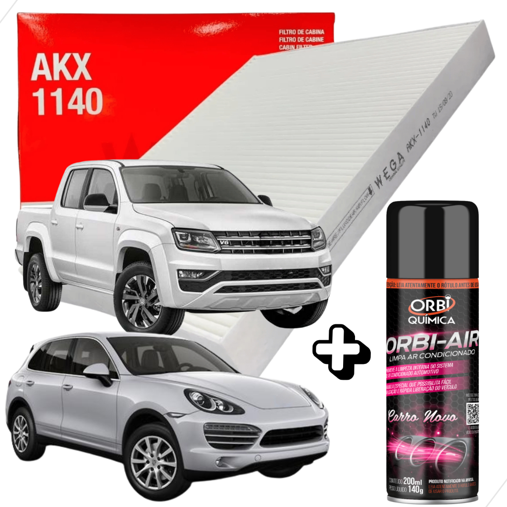 Kit Filtro de Cabine Com Limpa Ar Condicionado Vw Amarok 2010> Cayenne 2006 à 2010