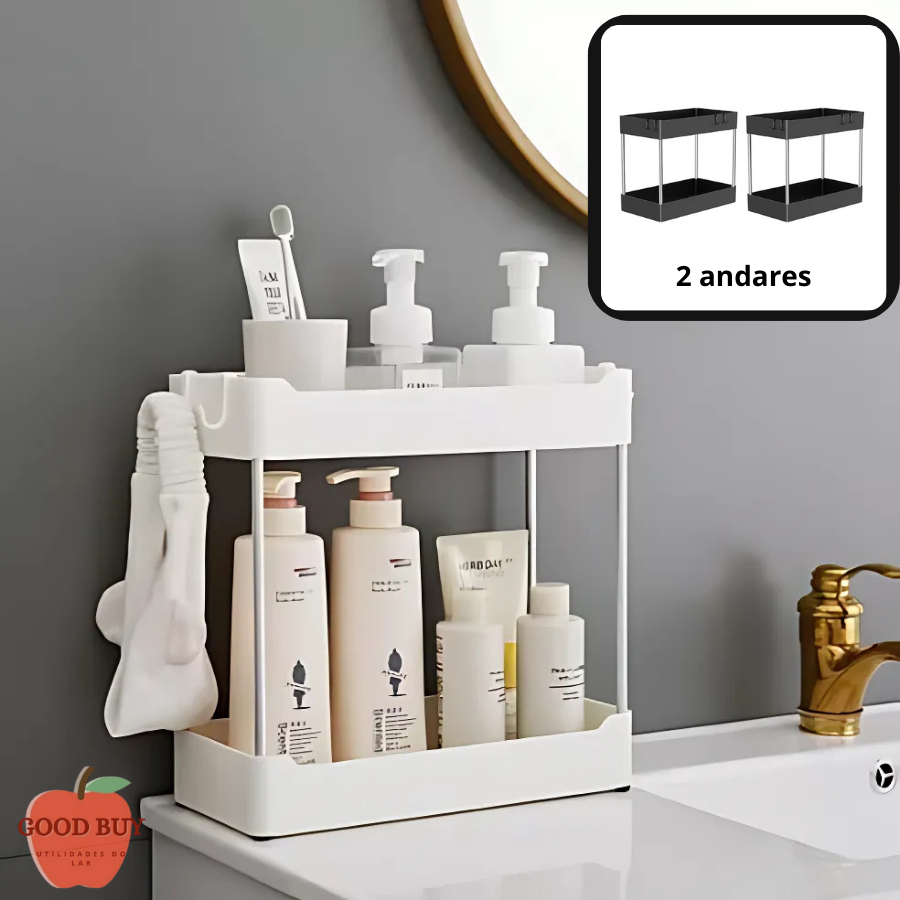 Organizador Prateleira Carrinho Plástico 2 Andares Multiuso para Banheiro e Cozinha Sala